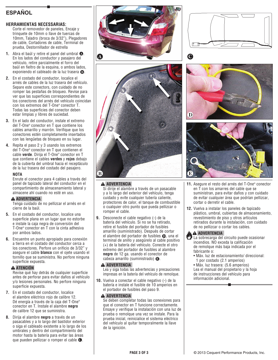 De f g h, Español | Draw-Tite 118586 T-ONE CONNECTOR User Manual | Page 3 / 3