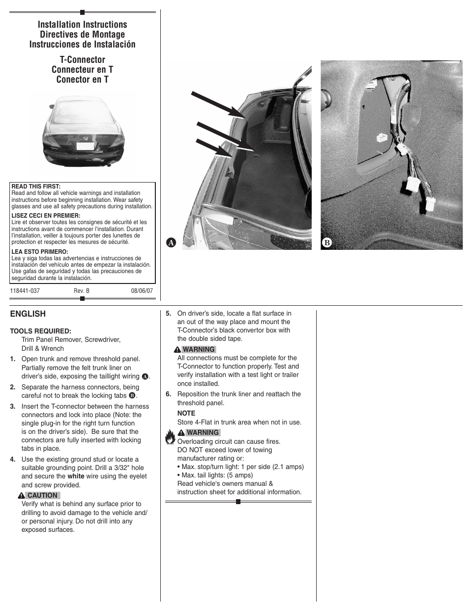 Draw-Tite 118441 T-ONE CONNECTOR User Manual | 2 pages
