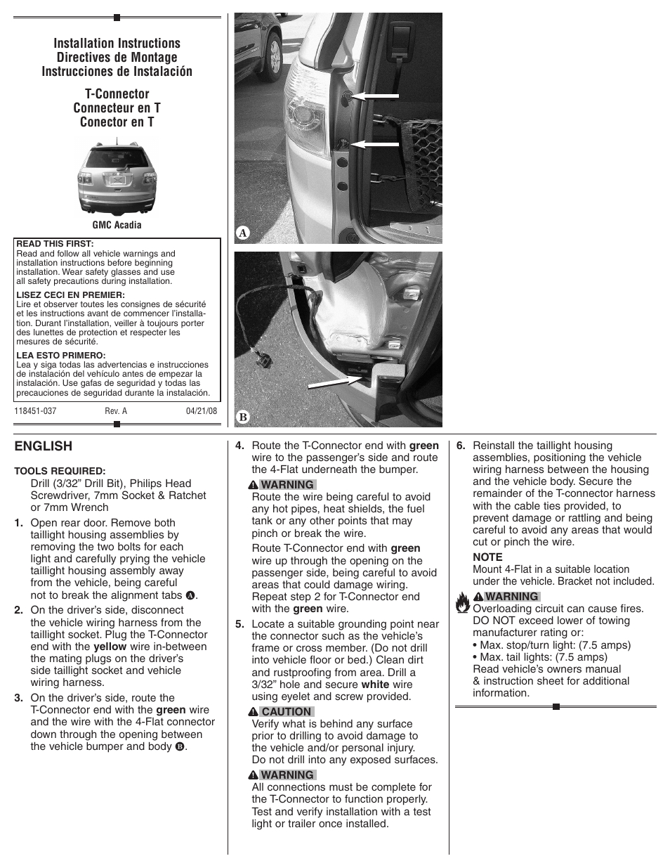 Draw-Tite 118451 T-ONE CONNECTOR User Manual | 2 pages