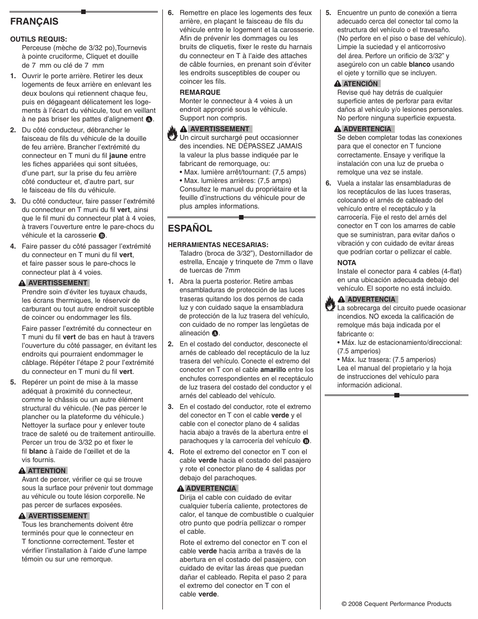 Español, Français | Draw-Tite 118451 T-ONE CONNECTOR User Manual | Page 2 / 2