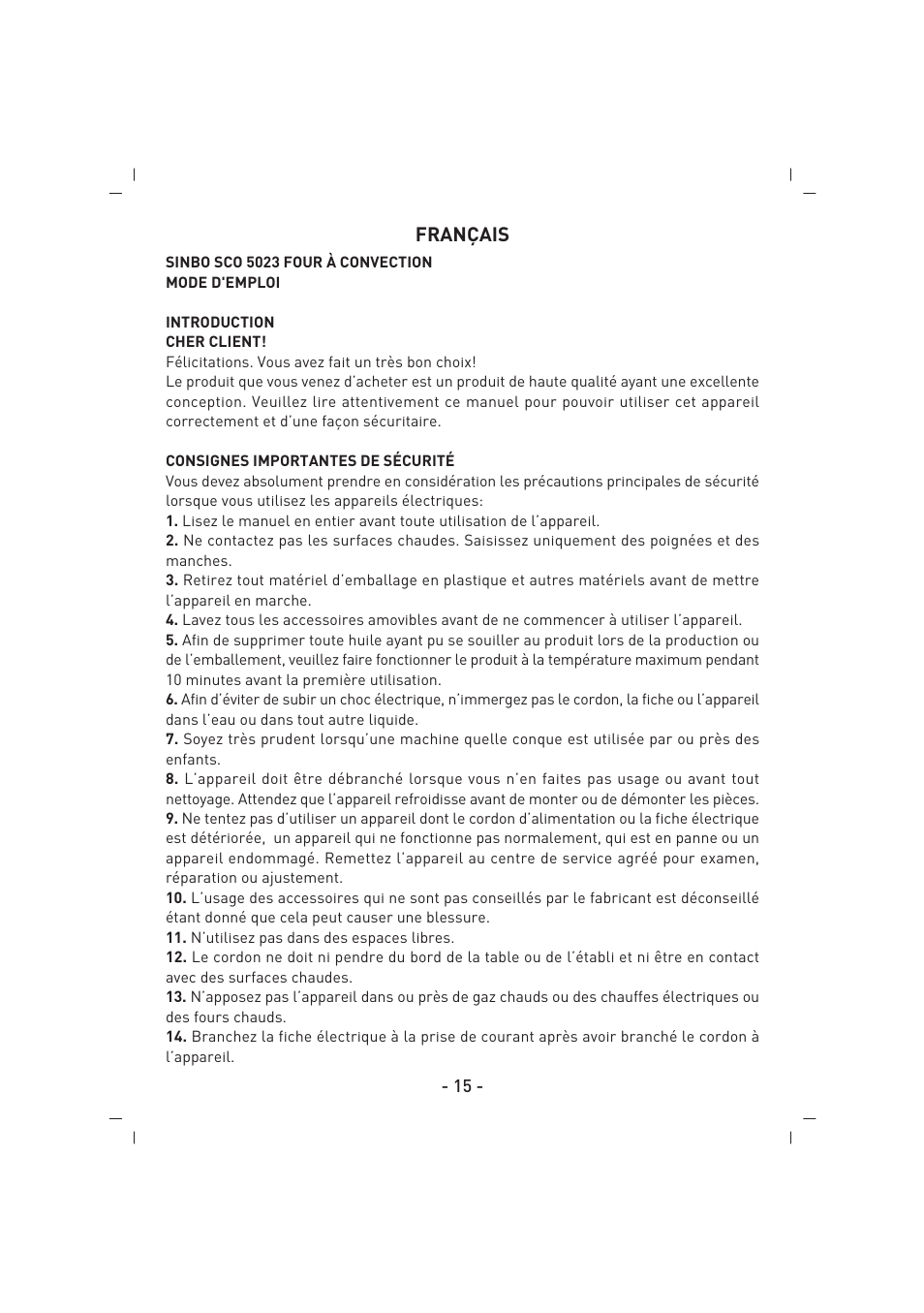 SINBO SCO 5023 User Manual | Page 16 / 60