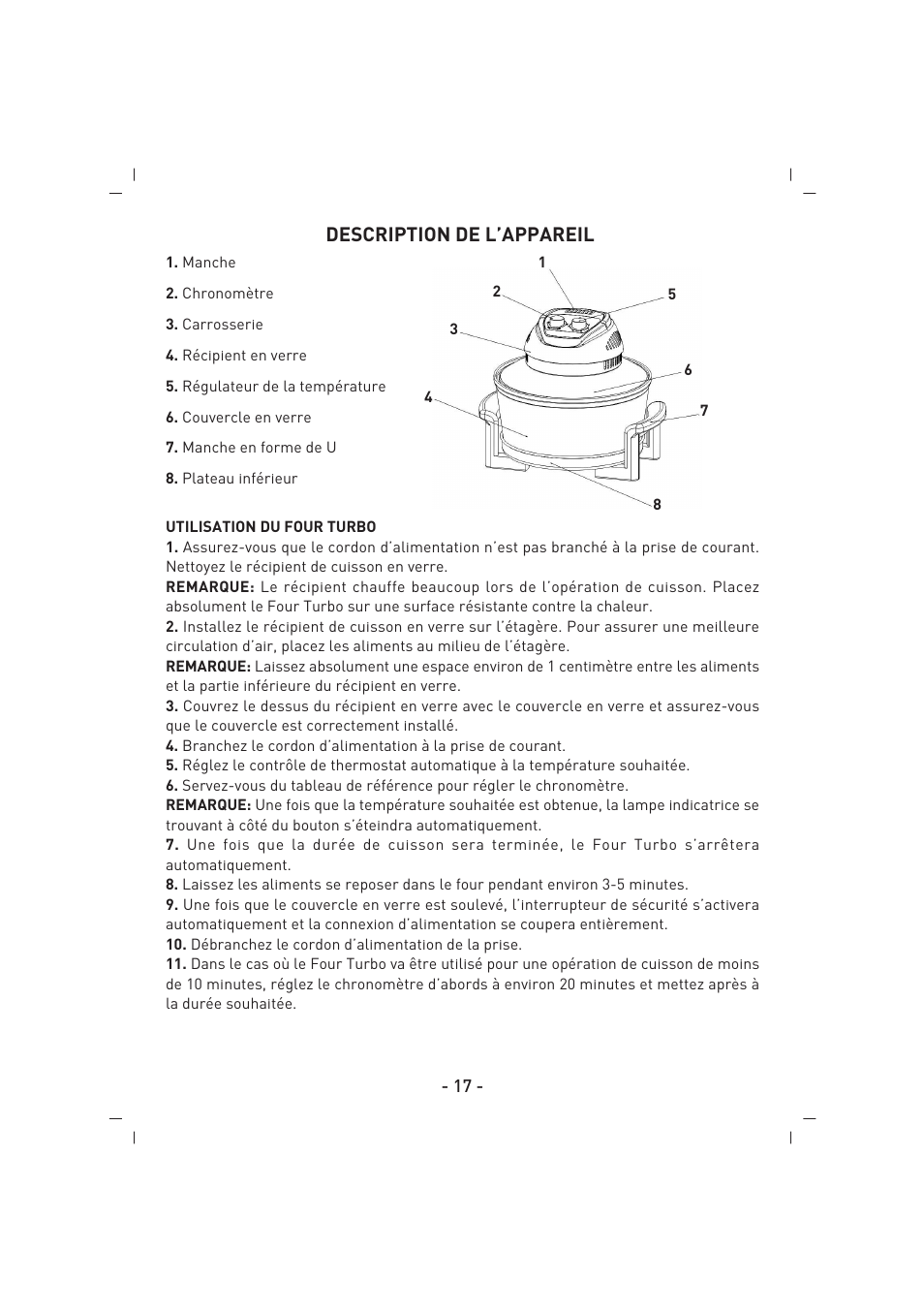 Description de l’appareil | SINBO SCO 5023 User Manual | Page 18 / 60