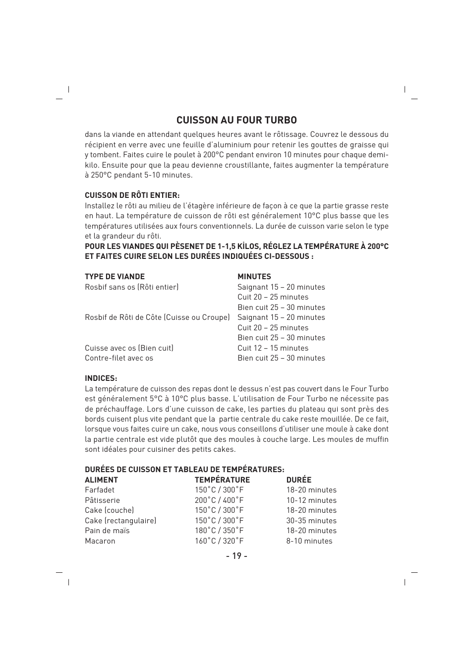 Cuisson au four turbo | SINBO SCO 5023 User Manual | Page 20 / 60