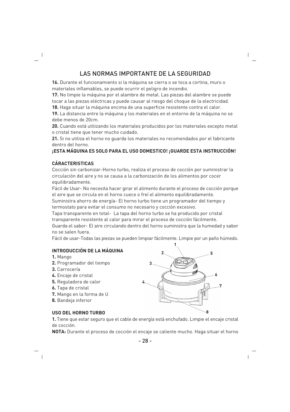 Las normas importante de la seguridad | SINBO SCO 5023 User Manual | Page 29 / 60