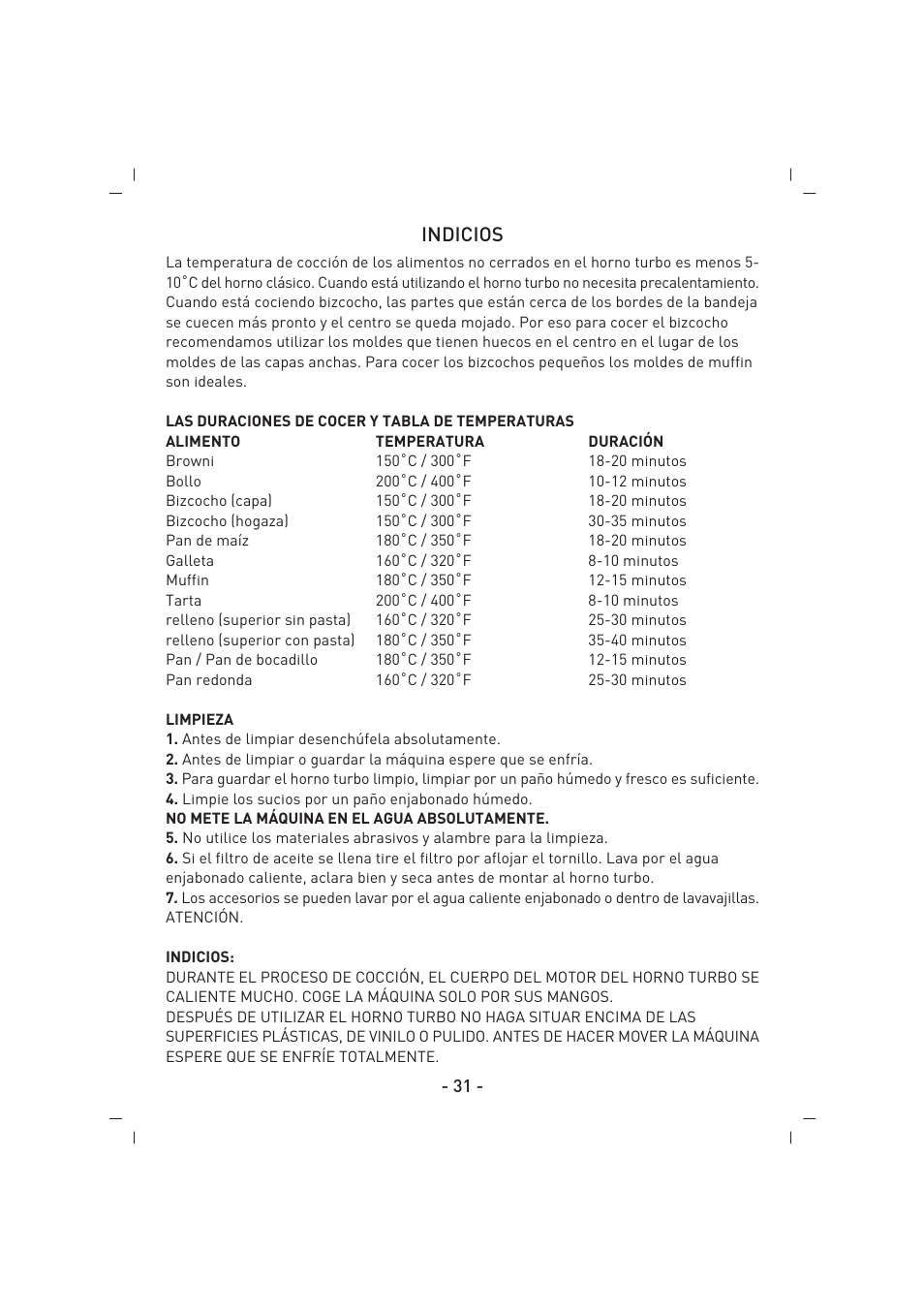 Indicios | SINBO SCO 5023 User Manual | Page 32 / 60