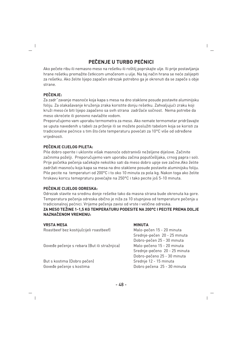 Peˇ cenje u turbo pe´cnici | SINBO SCO 5023 User Manual | Page 49 / 60