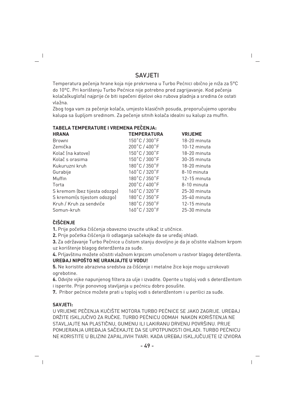 Savjeti | SINBO SCO 5023 User Manual | Page 50 / 60