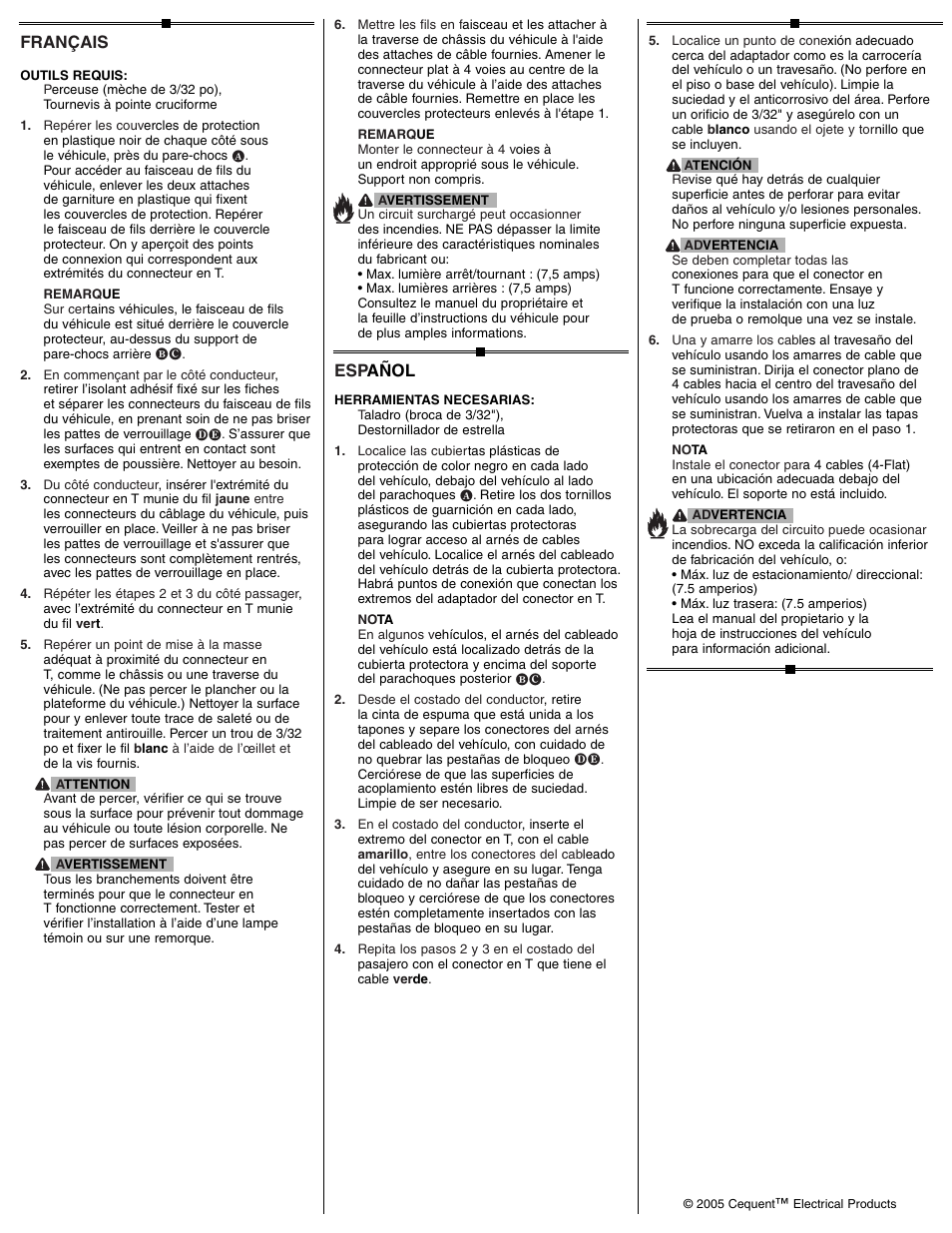 Français, Esp añol | Draw-Tite 118409 T-ONE CONNECTOR User Manual | Page 2 / 2