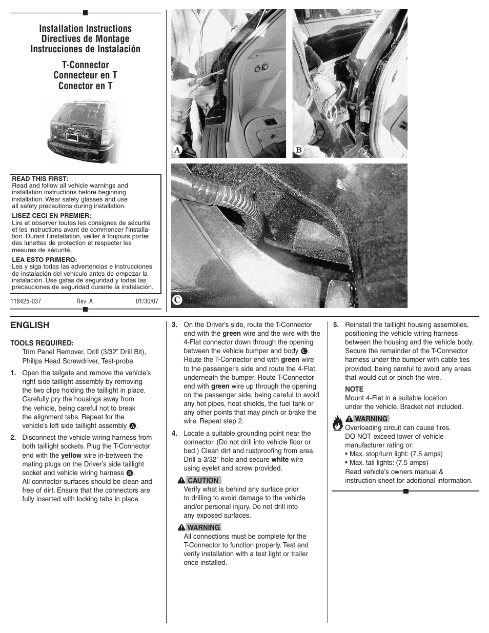 Draw-Tite 118425 T-ONE CONNECTOR User Manual | 2 pages