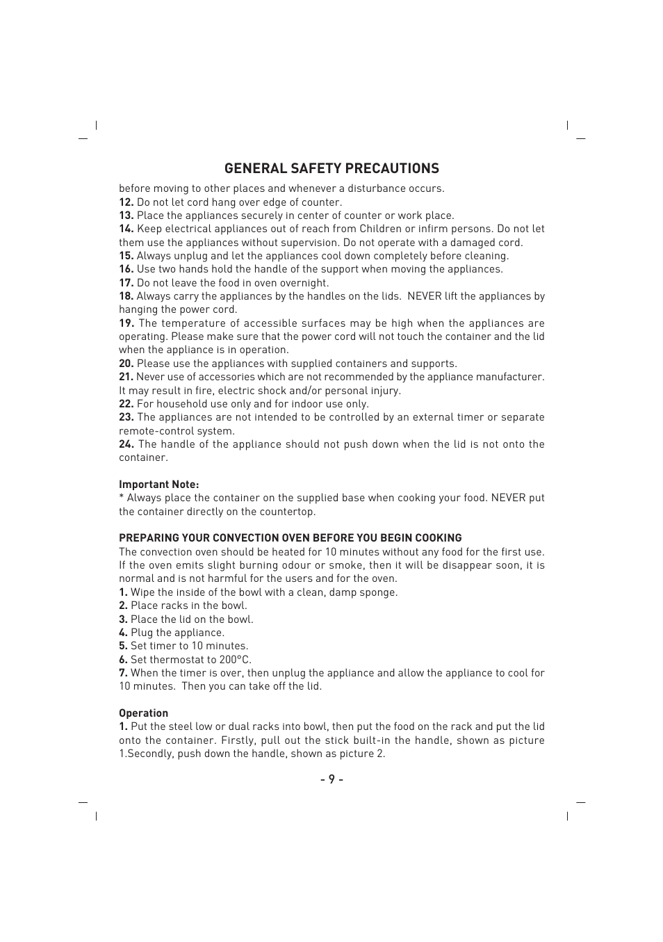 General safety precautions | SINBO SCO 5027 User Manual | Page 10 / 48