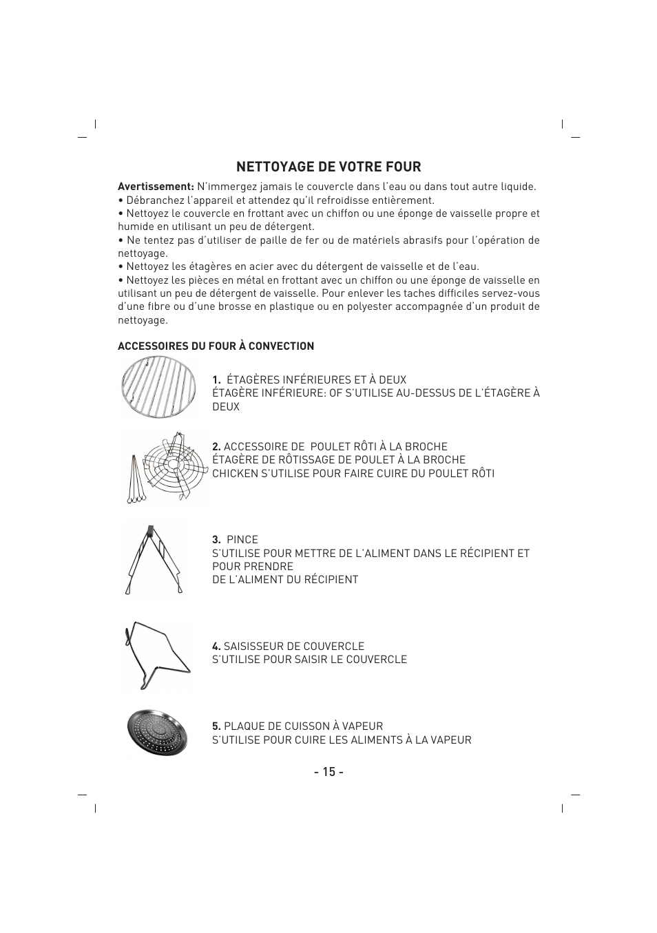 Nettoyage de votre four | SINBO SCO 5027 User Manual | Page 16 / 48