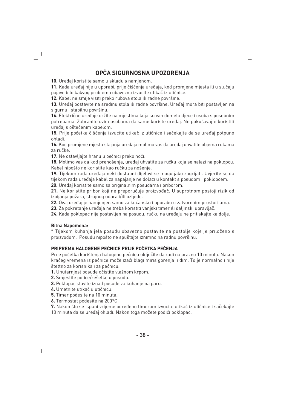 Op´ca sigurnosna upozorenja | SINBO SCO 5027 User Manual | Page 39 / 48