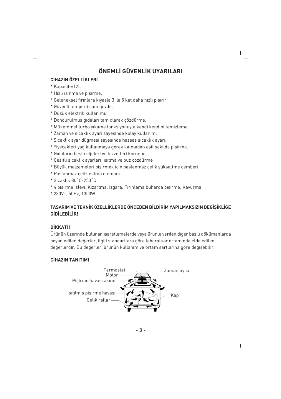 Öneml‹ güvenl‹k uyarilari | SINBO SCO 5027 User Manual | Page 4 / 48