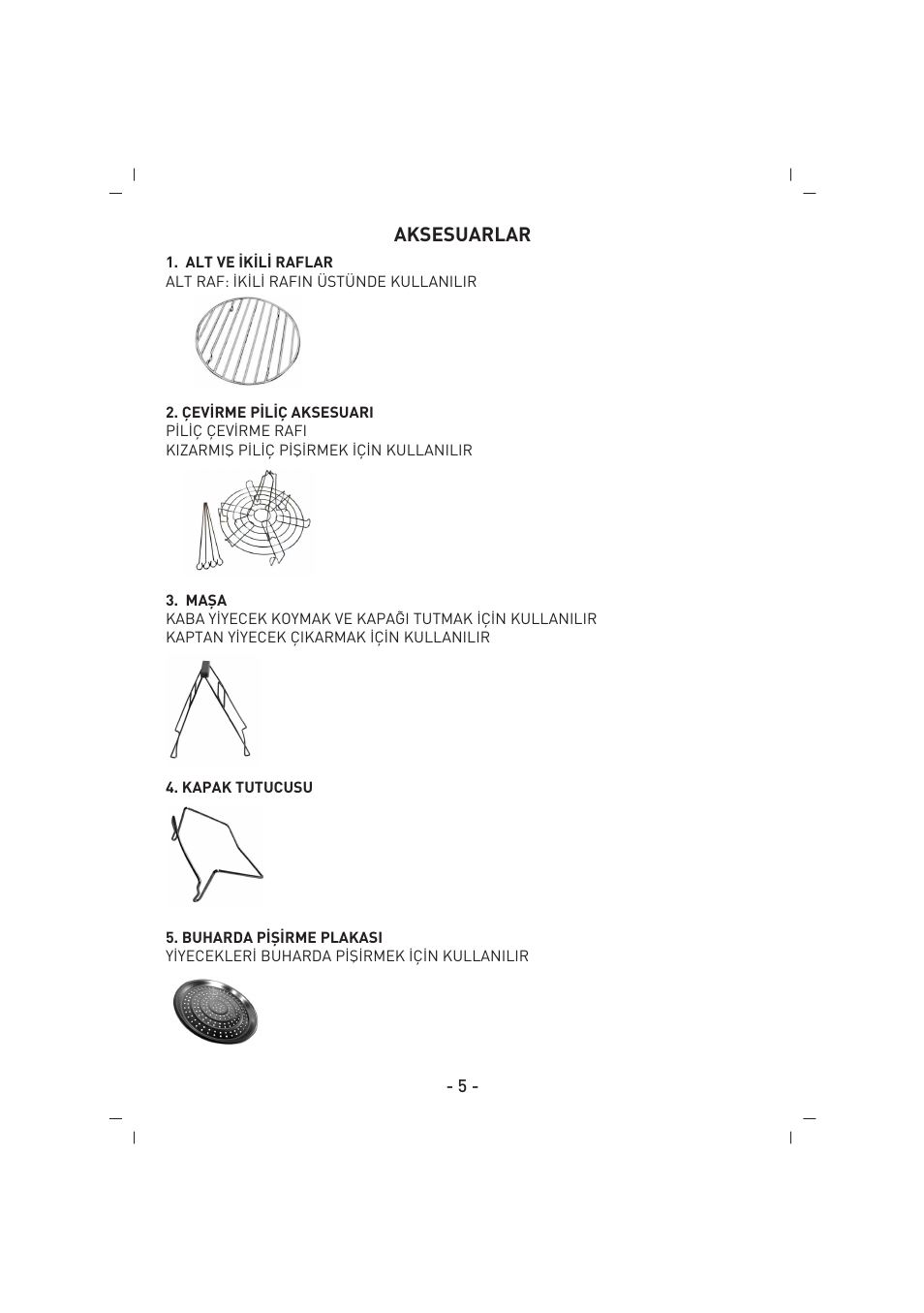 Aksesuarlar | SINBO SCO 5027 User Manual | Page 6 / 48