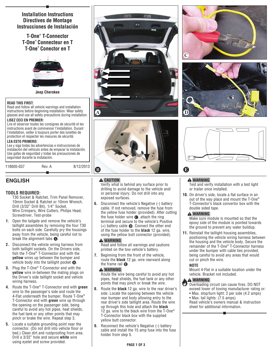 Draw-Tite 118605 T-ONE CONNECTOR User Manual | 3 pages