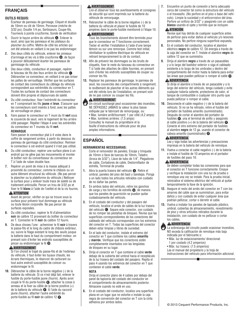 Español, Français | Draw-Tite 118593 T-ONE CONNECTOR User Manual | Page 2 / 2