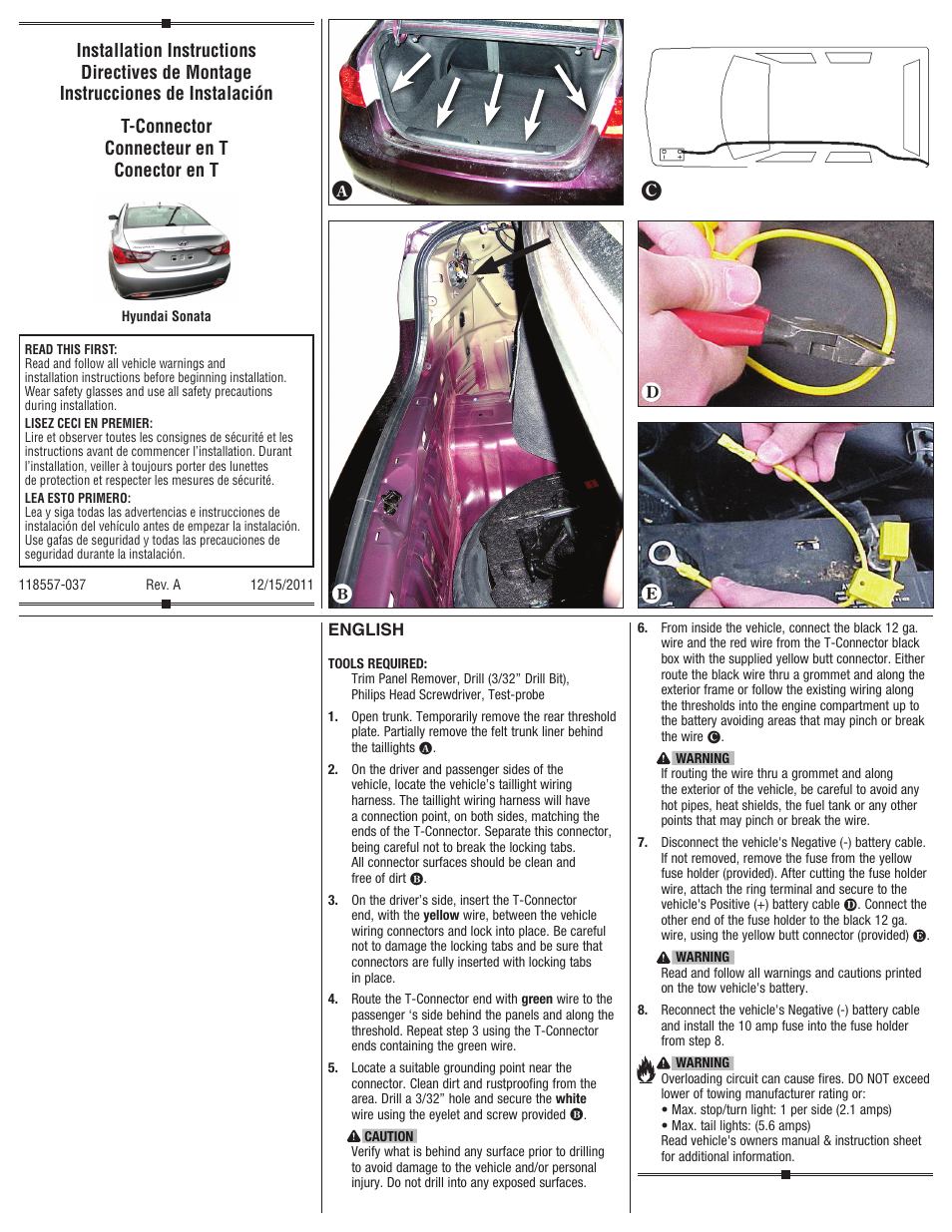 Draw-Tite 118557 T-ONE CONNECTOR User Manual | 2 pages