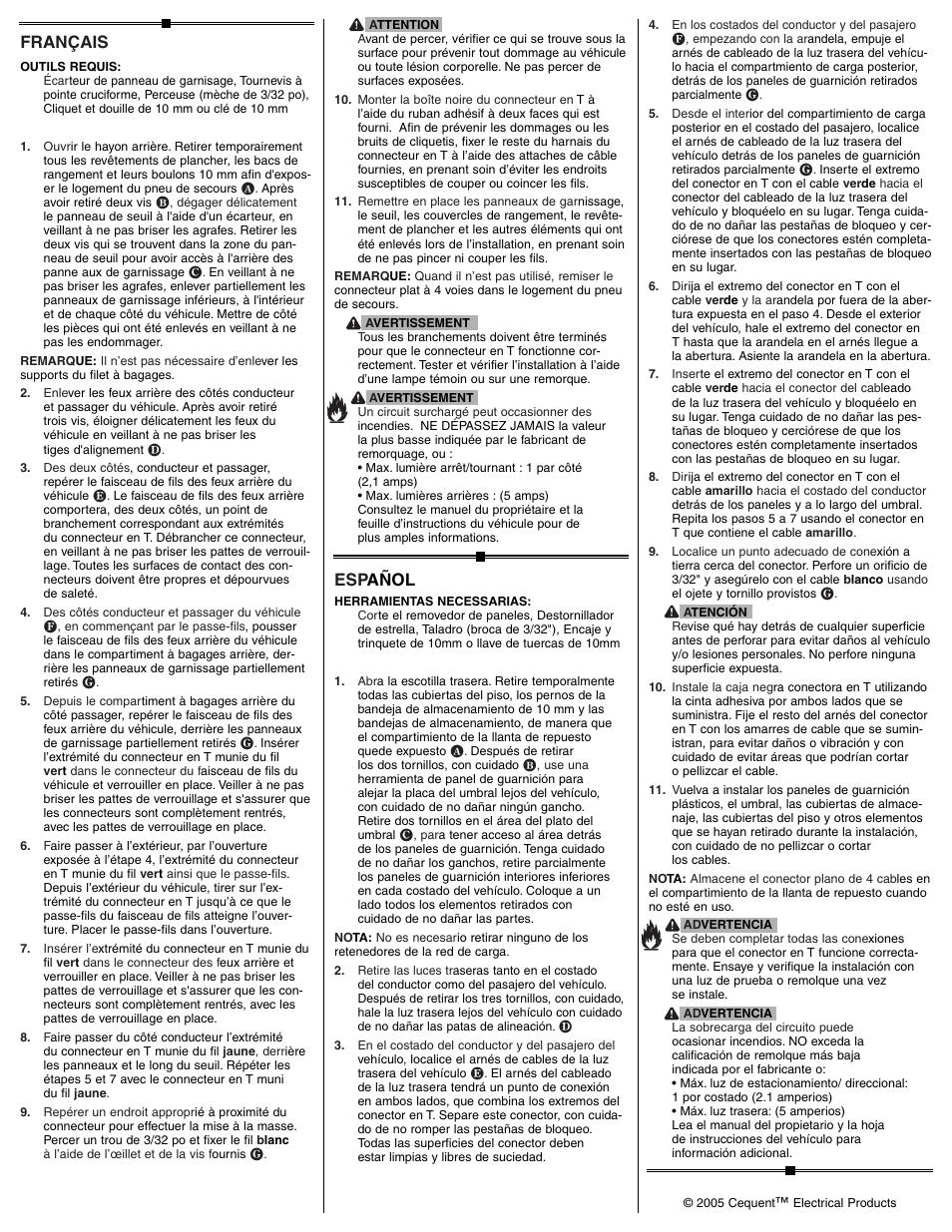 Français, Esp añol | Draw-Tite 118397 T-ONE CONNECTOR User Manual | Page 2 / 2