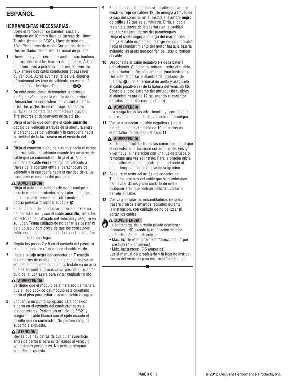 Español | Draw-Tite 118571 T-ONE CONNECTOR User Manual | Page 3 / 3