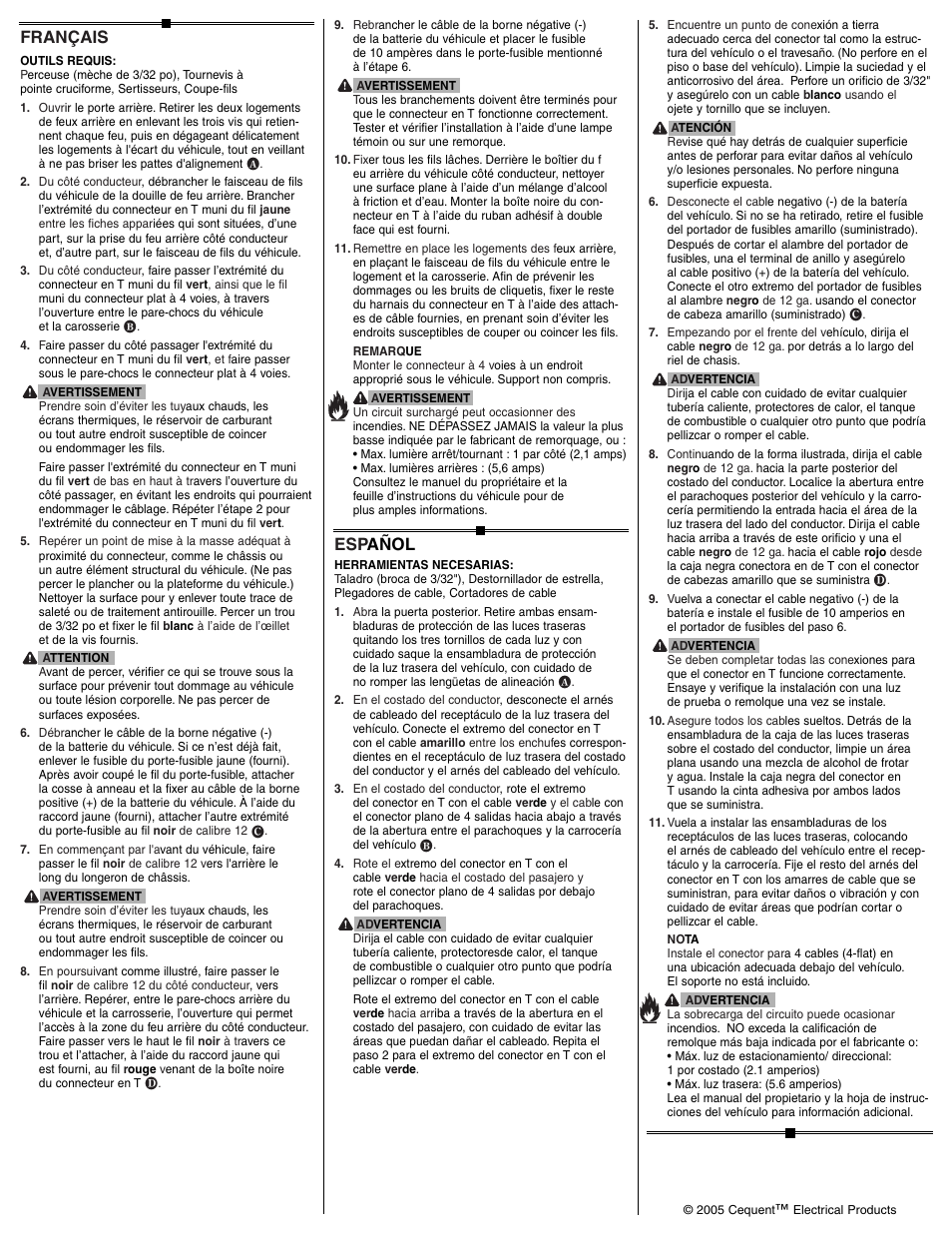 Esp añol, Français | Draw-Tite 118410 T-ONE CONNECTOR User Manual | Page 2 / 2