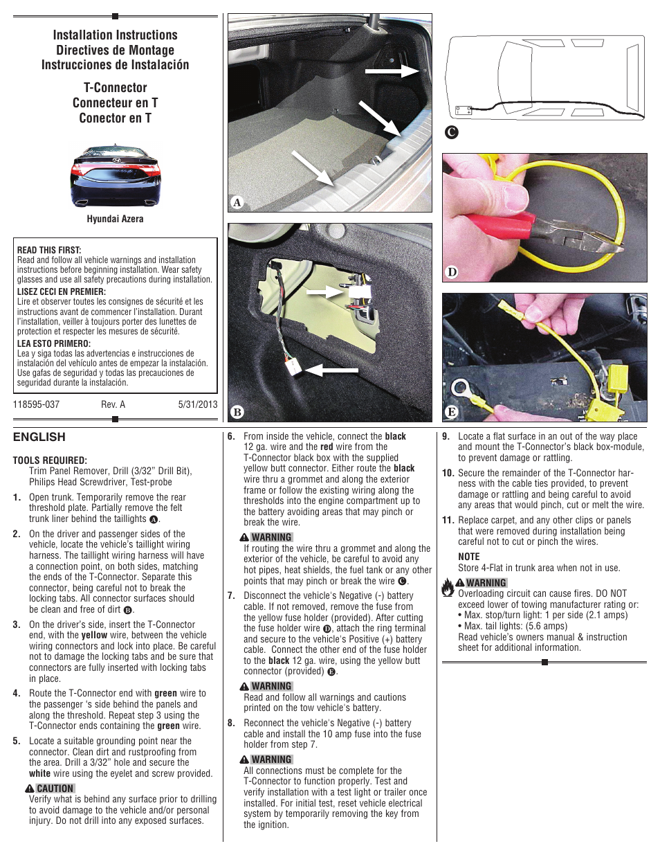 Draw-Tite 118595 T-ONE CONNECTOR User Manual | 2 pages