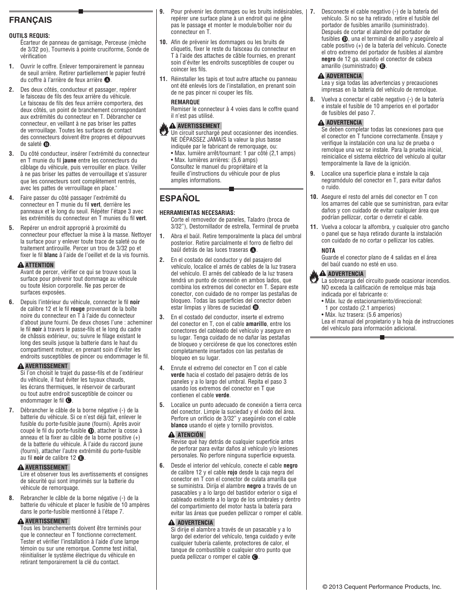 Français, Español | Draw-Tite 118595 T-ONE CONNECTOR User Manual | Page 2 / 2