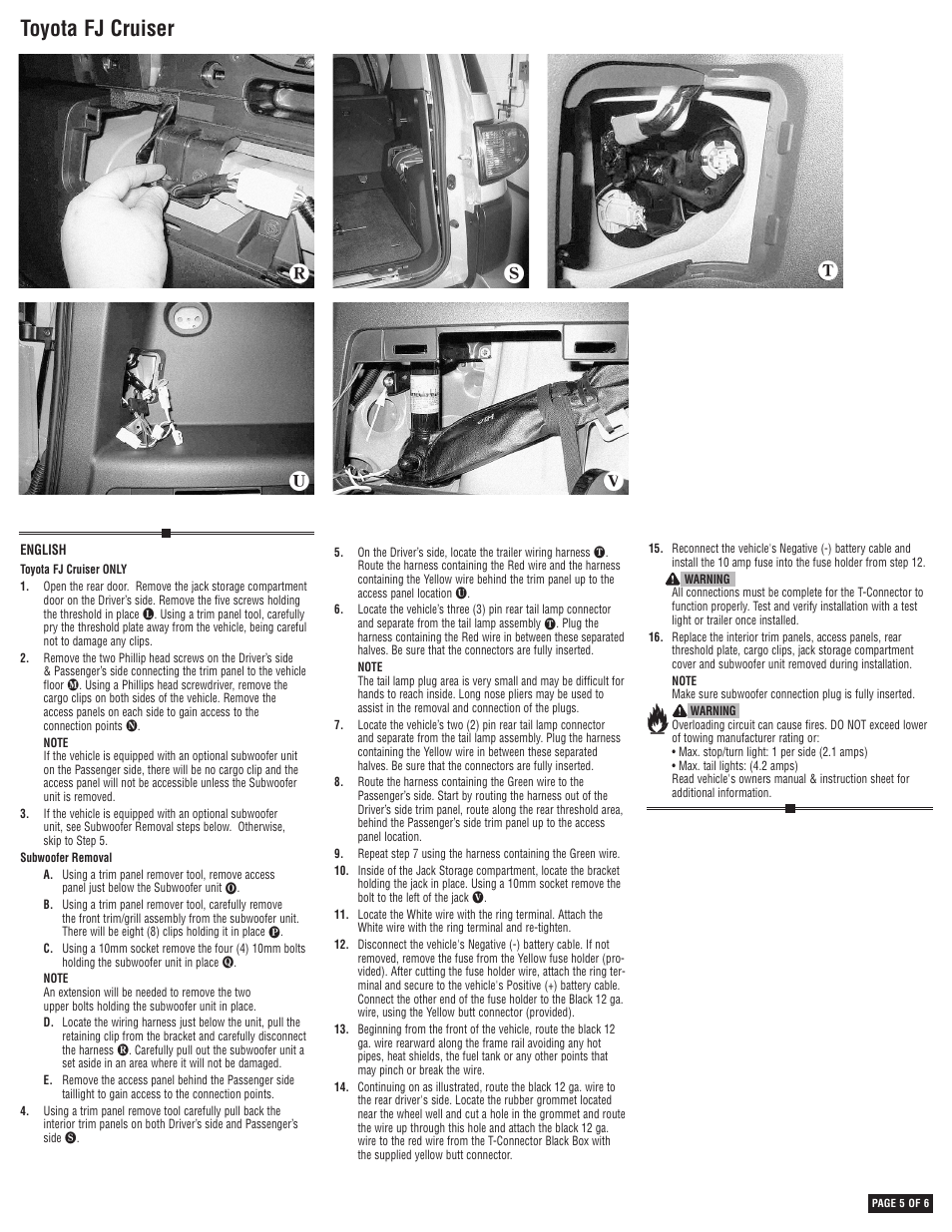 Ytoyota fj cruiser | Draw-Tite 118405 T-ONE CONNECTOR User Manual | Page 5 / 6