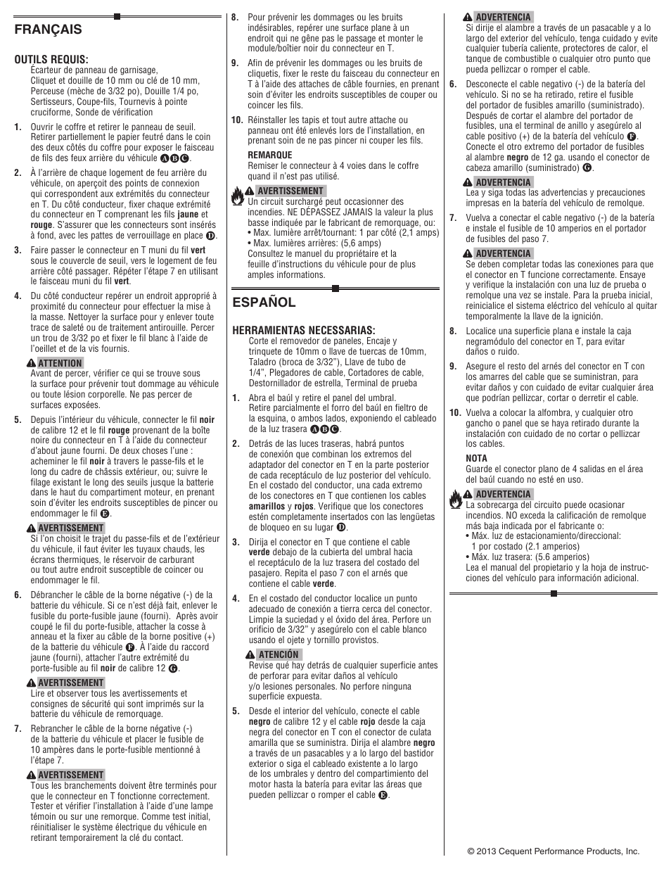 Español, Français | Draw-Tite 118587 T-ONE CONNECTOR User Manual | Page 2 / 2