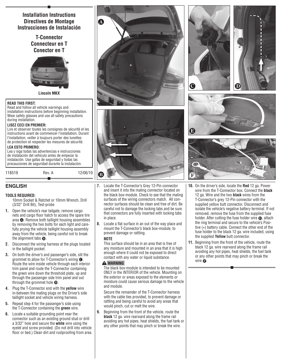 Draw-Tite 118519 T-ONE CONNECTOR User Manual | 2 pages