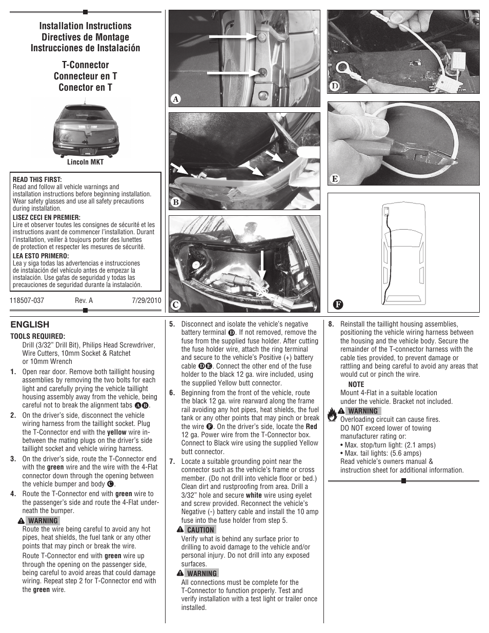 Draw-Tite 118507 T-ONE CONNECTOR User Manual | 2 pages