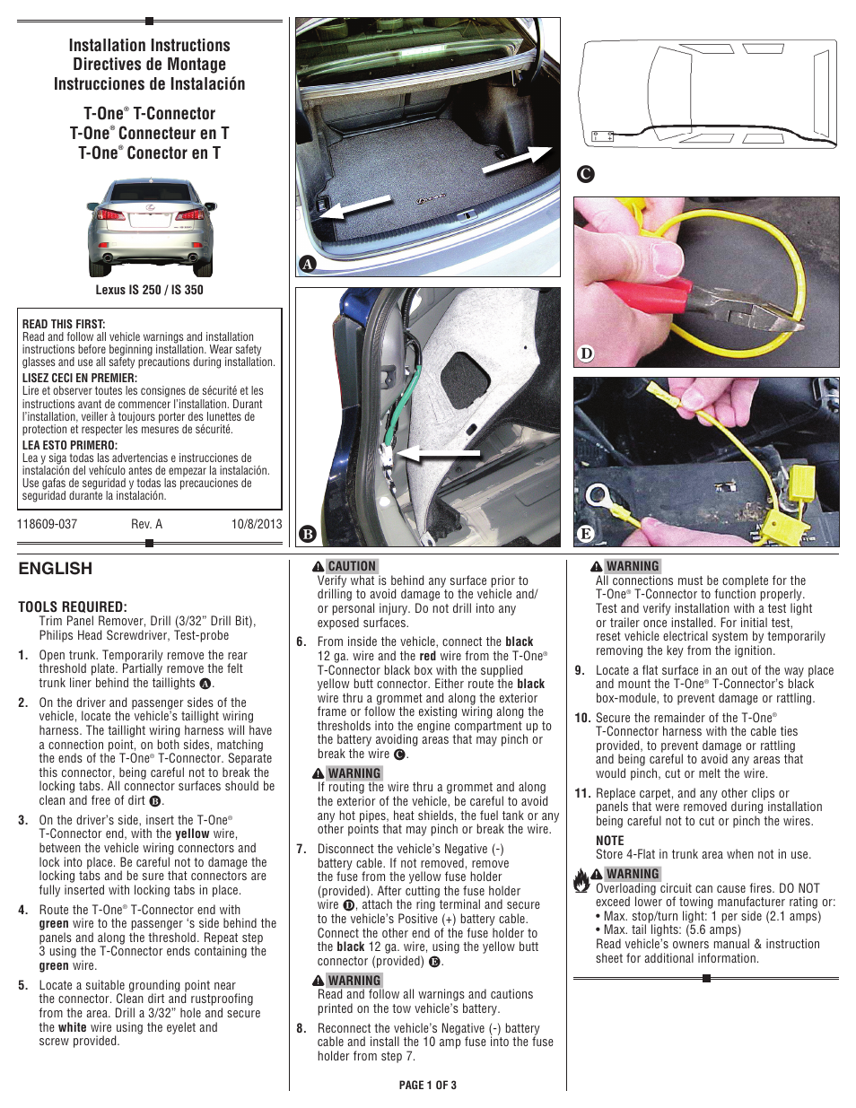 Draw-Tite 118609 T-ONE CONNECTOR User Manual | 3 pages