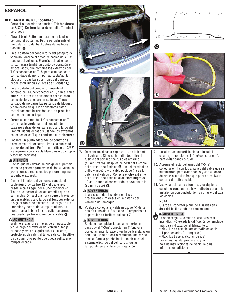 Ef g h d, Español | Draw-Tite 118609 T-ONE CONNECTOR User Manual | Page 3 / 3