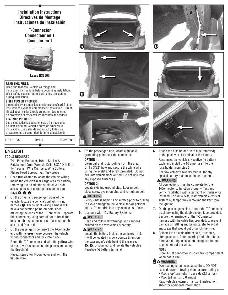 Draw-Tite 118510 T-ONE CONNECTOR User Manual | 1 page