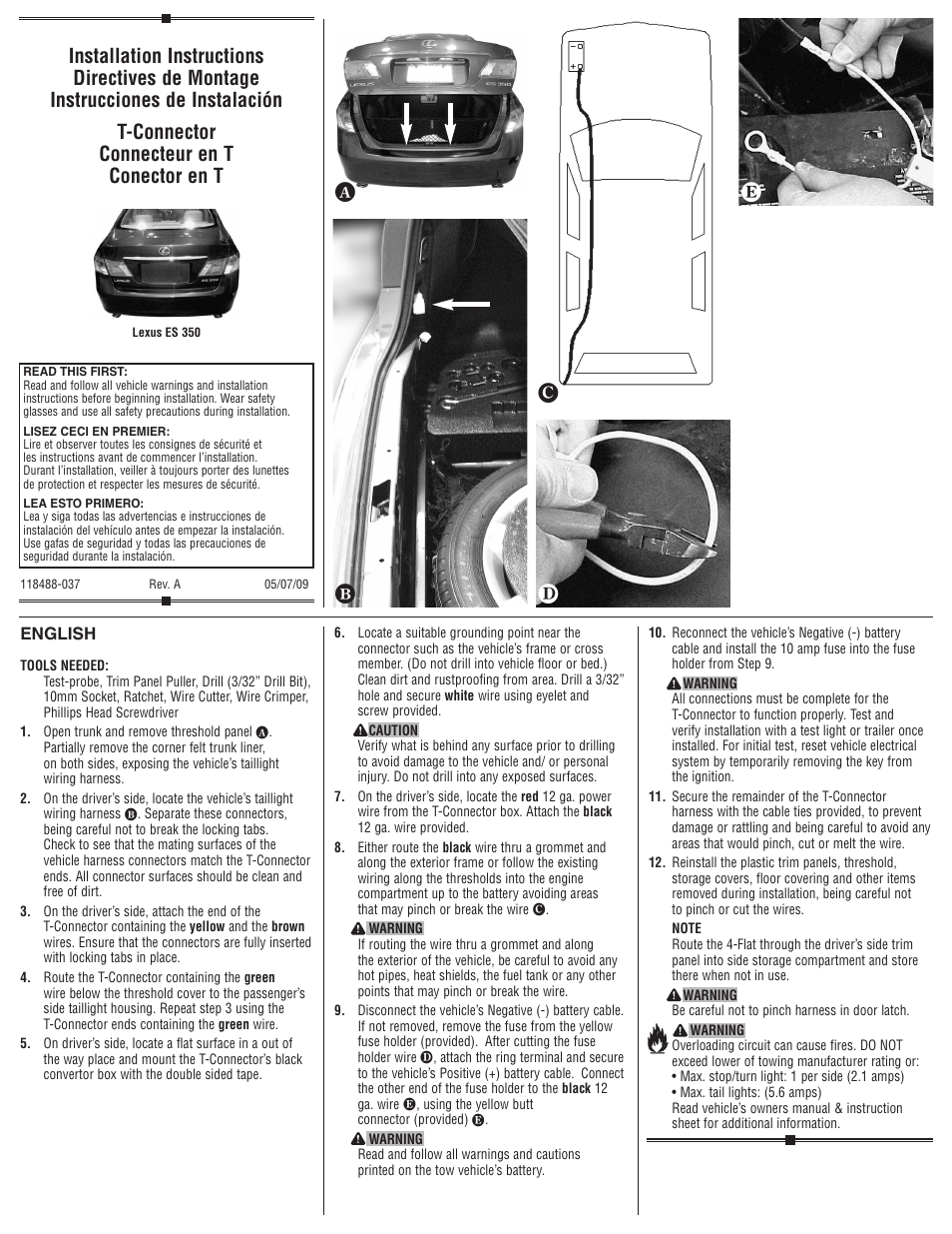 Draw-Tite 118488 T-ONE CONNECTOR User Manual | 2 pages