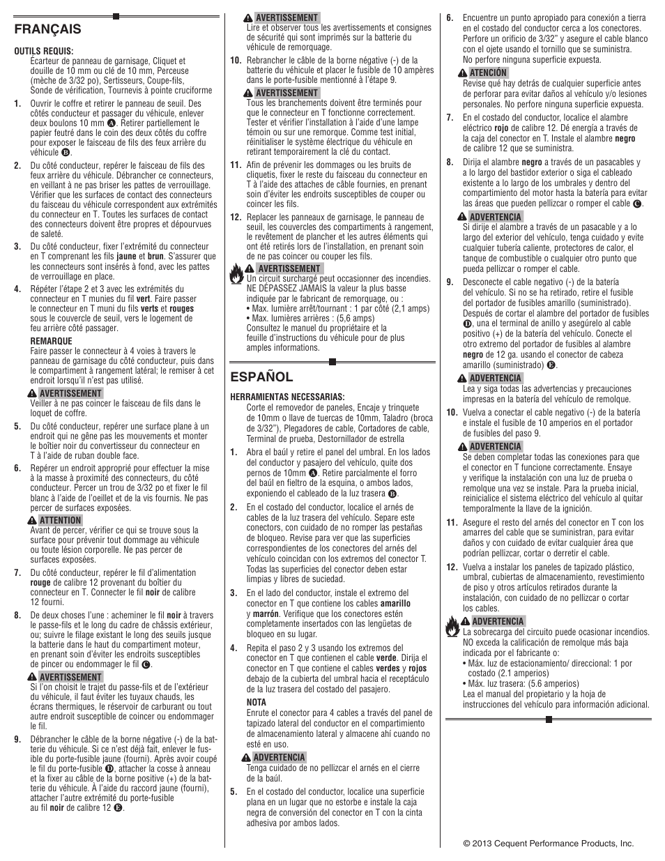 Español, Français | Draw-Tite 118592 T-ONE CONNECTOR User Manual | Page 2 / 2