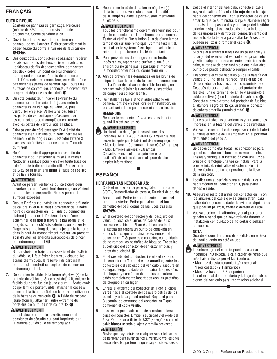 Español, Français | Draw-Tite 118594 T-ONE CONNECTOR User Manual | Page 2 / 2