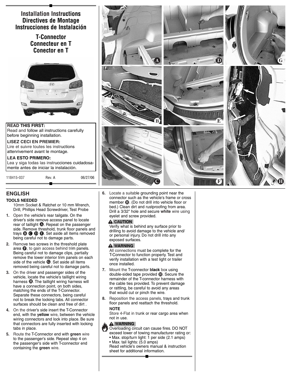 Draw-Tite 118415 T-ONE CONNECTOR User Manual | 2 pages