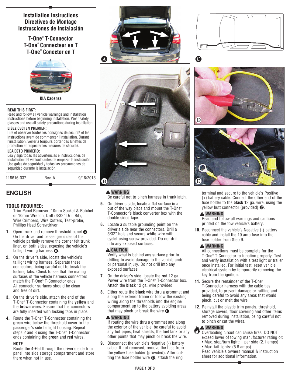 Draw-Tite 118616 T-ONE CONNECTOR User Manual | 3 pages