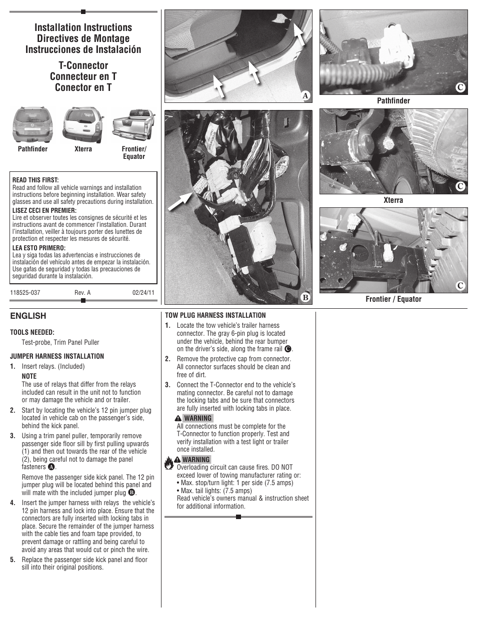 Draw-Tite 118525 T-ONE CONNECTOR User Manual | 2 pages