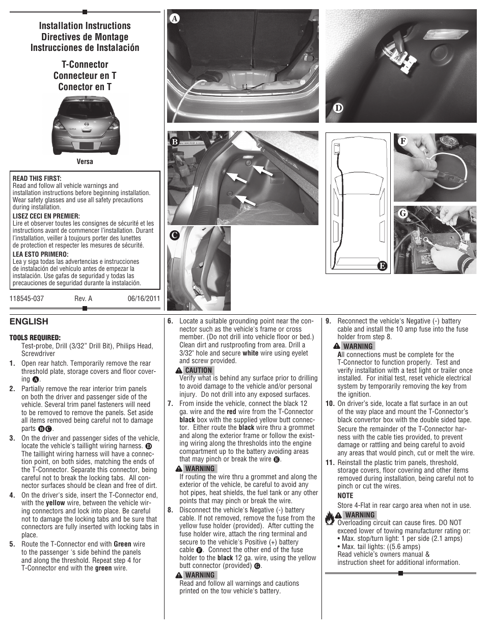 Draw-Tite 118545 T-ONE CONNECTOR User Manual | 2 pages