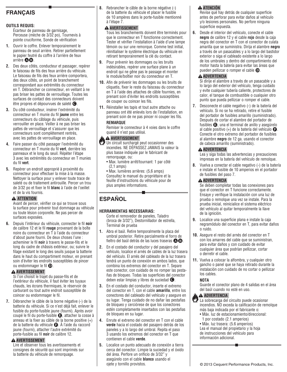 Français, Español | Draw-Tite 118582 T-ONE CONNECTOR User Manual | Page 2 / 2