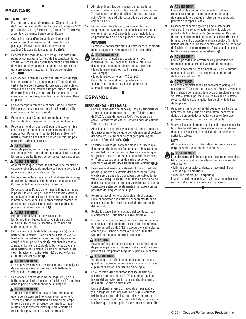 Español, Français | Draw-Tite 118553 T-ONE CONNECTOR User Manual | Page 2 / 2