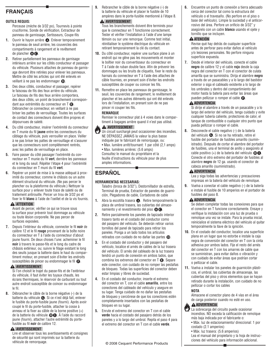 Español, Français | Draw-Tite 118481 T-ONE CONNECTOR User Manual | Page 2 / 2