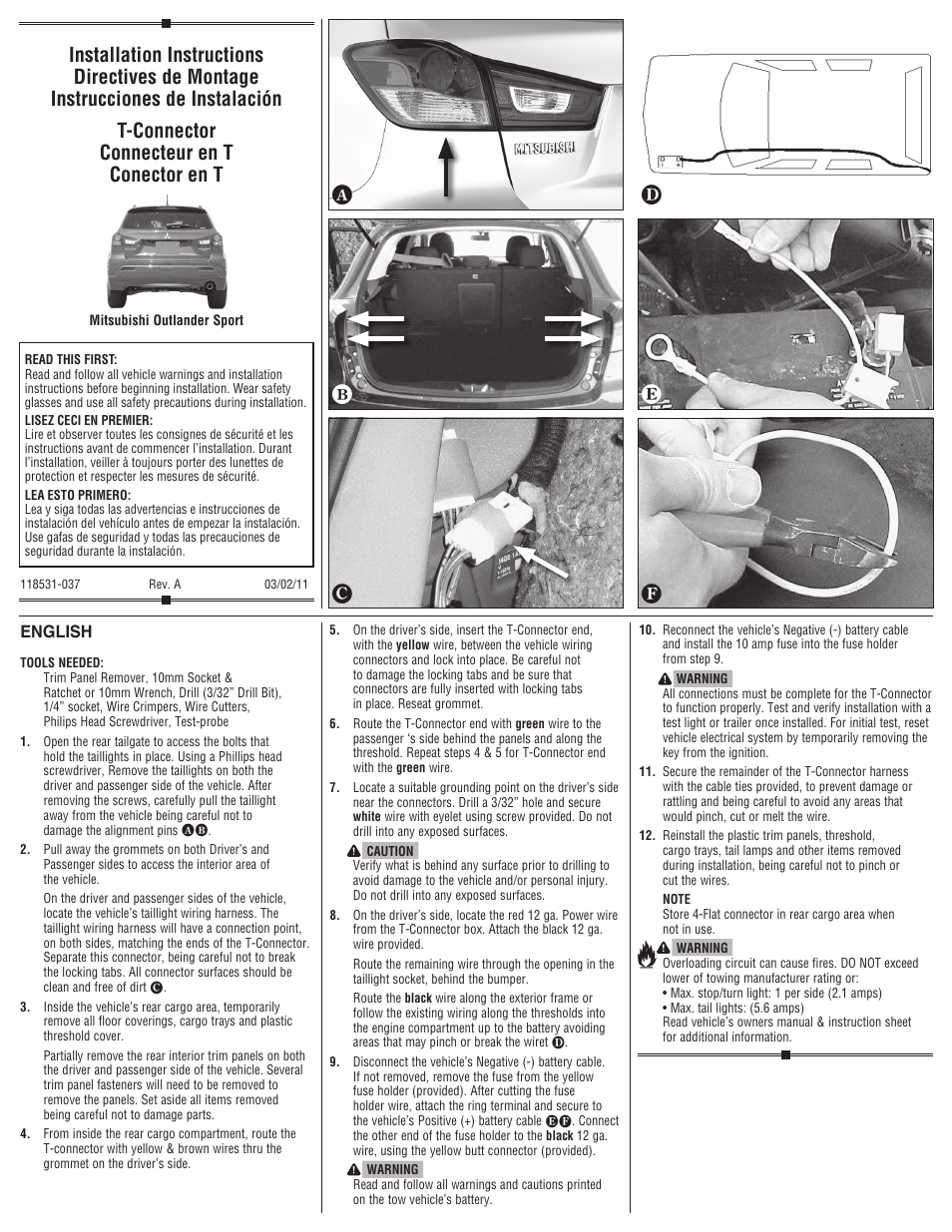 Draw-Tite 118538 T-ONE CONNECTOR User Manual | 2 pages