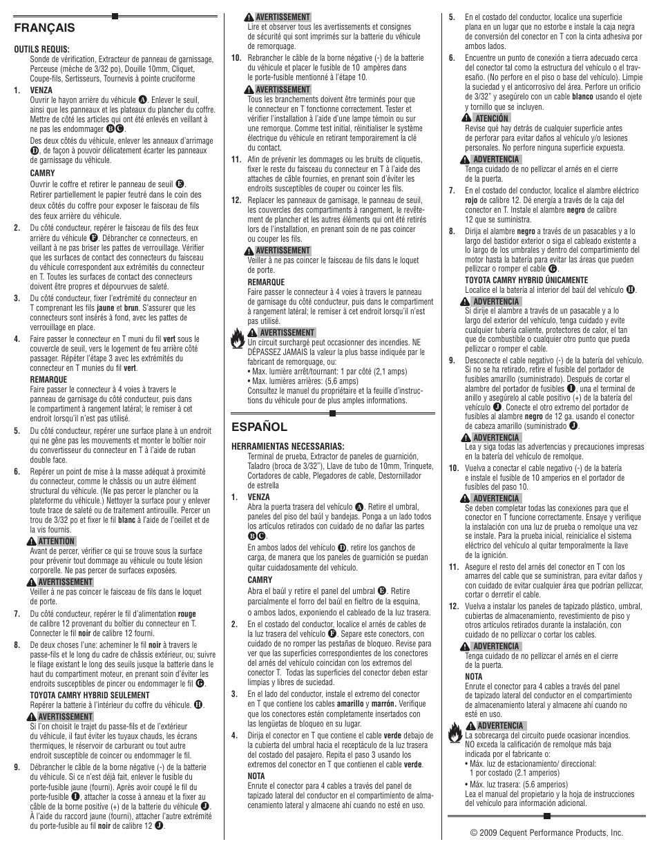 Español, Français | Draw-Tite 118482 T-ONE CONNECTOR User Manual | Page 2 / 2