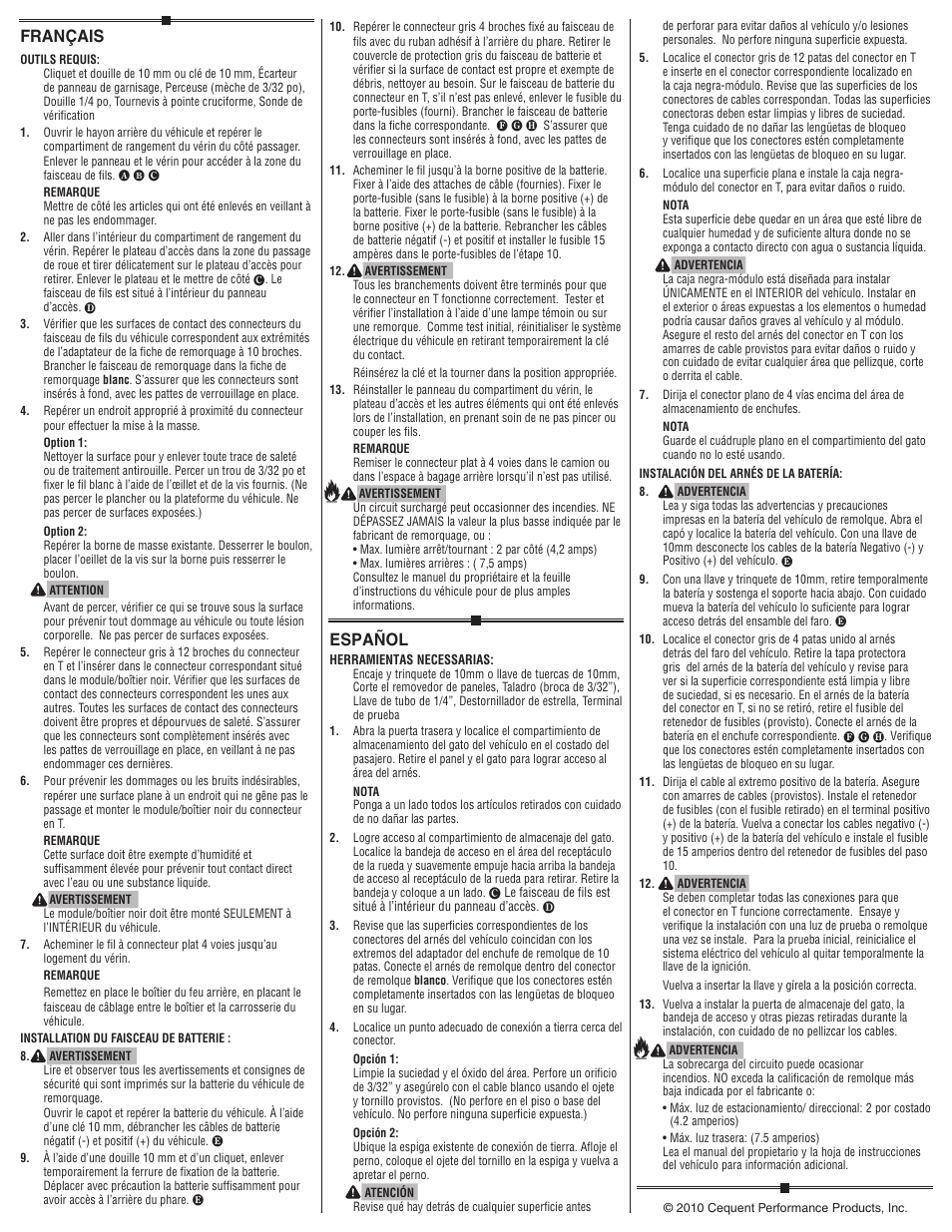 Español, Français | Draw-Tite 118518 T-ONE CONNECTOR User Manual | Page 2 / 2