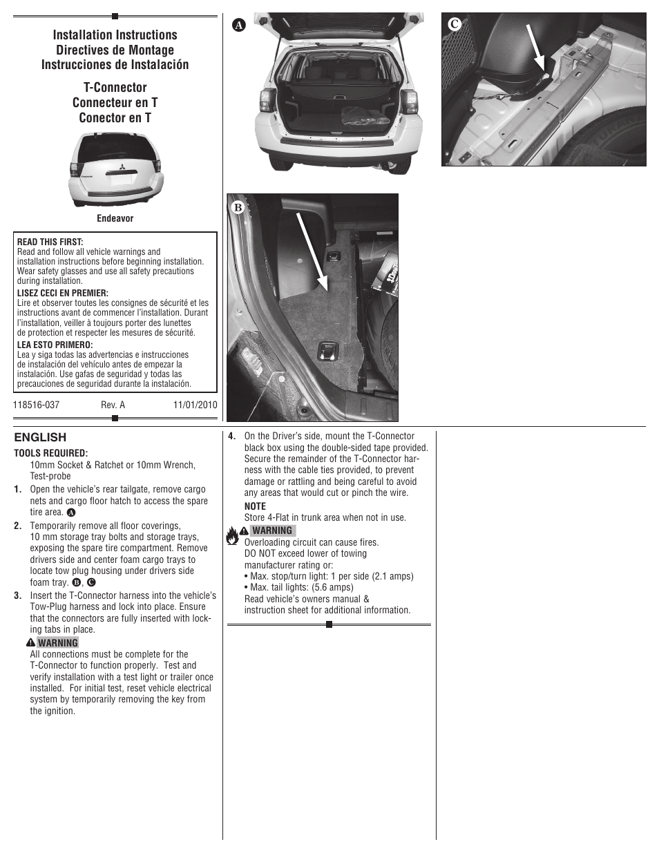 Draw-Tite 118516 T-ONE CONNECTOR User Manual | 2 pages