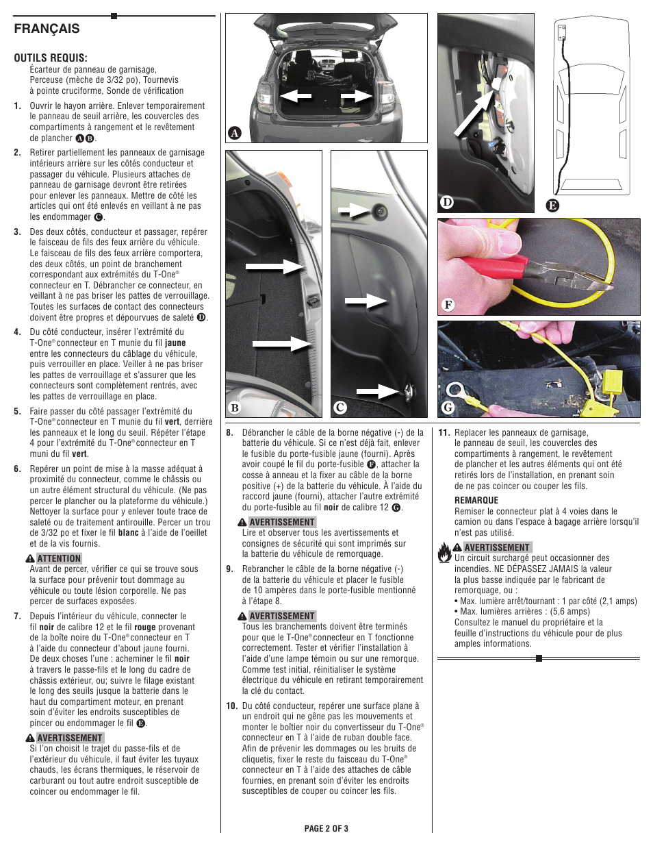 Français | Draw-Tite 118608 T-ONE CONNECTOR User Manual | Page 2 / 3