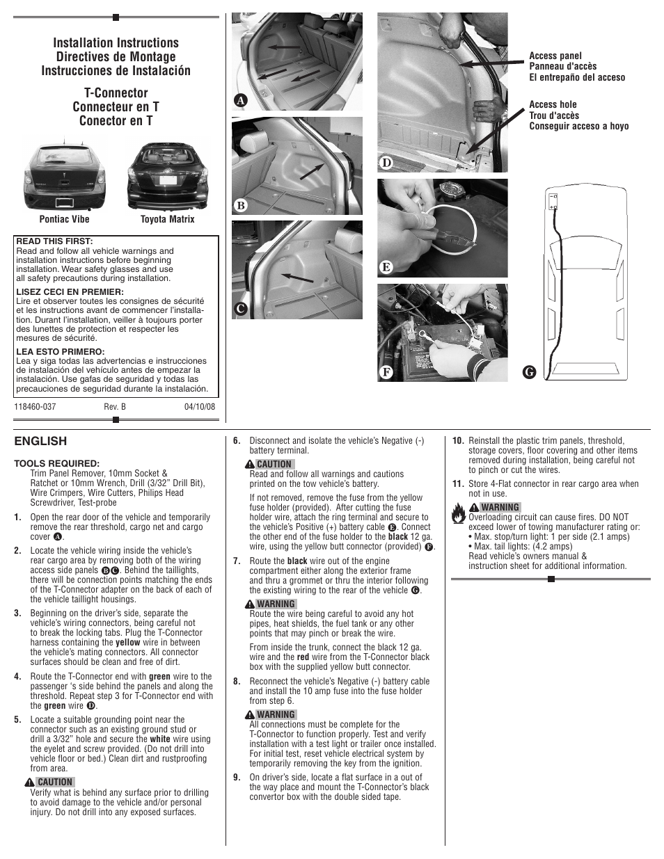 Draw-Tite 118460 T-ONE CONNECTOR User Manual | 2 pages