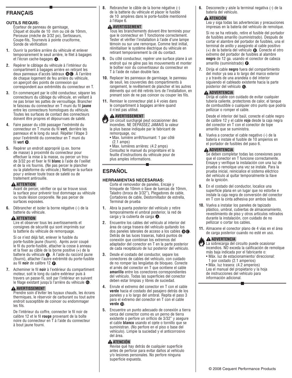 Español, Français | Draw-Tite 118460 T-ONE CONNECTOR User Manual | Page 2 / 2